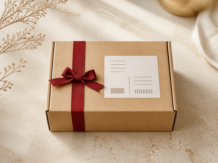 Carefully prepared parcel for order and delivery support