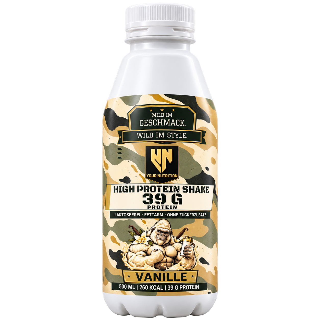 High Protein Shake Vanille in der neu gestalteten Verpackung